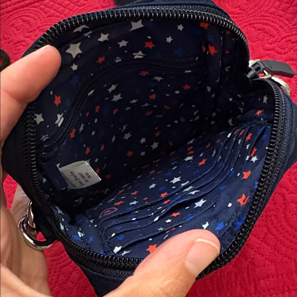 Vera Bradley Iconic Convertible Small Crossbody bag Navy embroidered flowers - Picture 9 of 15